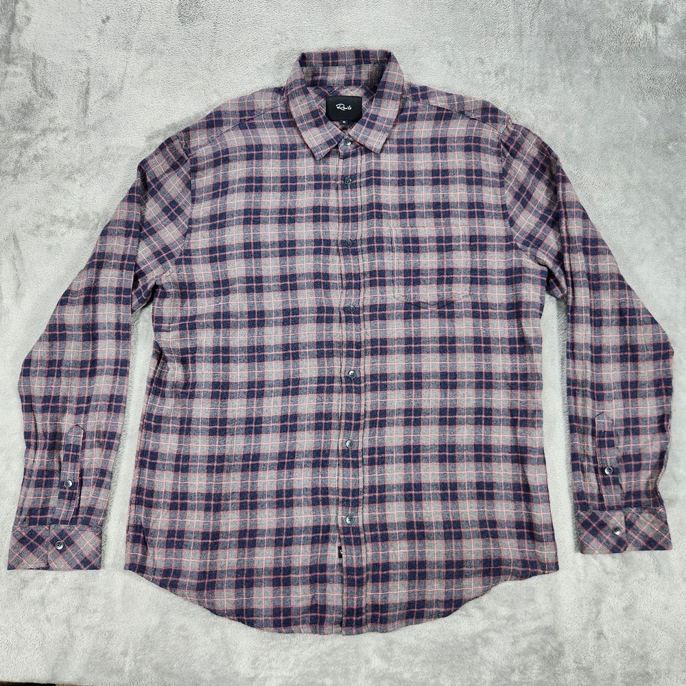 Rails Shirt Mens XL Gray Navy Red Flannel Plaid Button Front Long Sleeve Casual‎